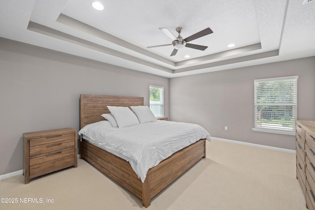 15067 Durbin Cove Way, Jacksonville, FL 32259 - bedroom featuring light carpet, a tray ceiling, recessed lighting, and ceiling fan