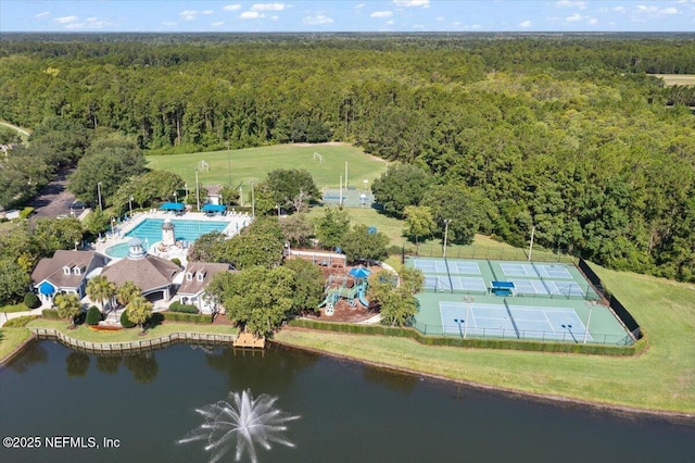 85339 Amagansett Dr, Fernandina Beach, FL 32034 - drone / aerial view of a heavily wooded area and a large body of water