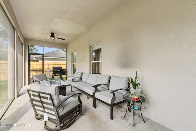 86051 Venetian Ave, Yulee, FL 32097 - sunroom with an outdoor hangout area and ceiling fan