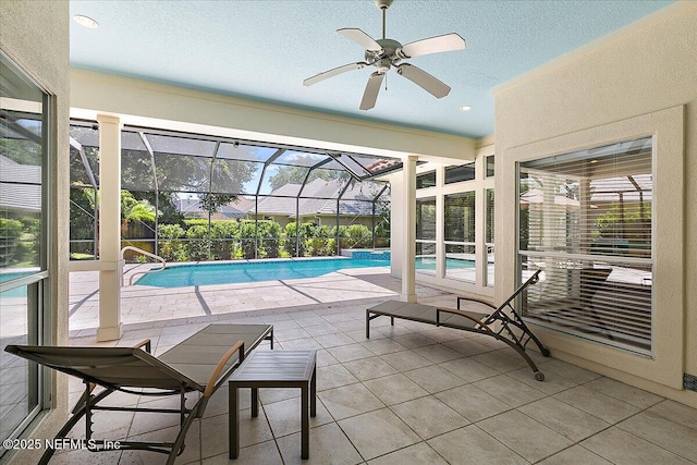 104 Haverhill Dr, Ponte Vedra Beach, FL 32082 - outdoor pool with ceiling fan and a patio area