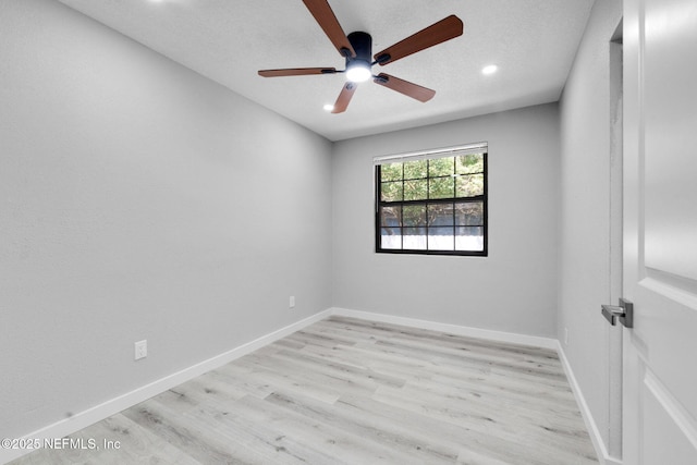4903 Tennessee St, Jacksonville, FL 32208 - empty room featuring a ceiling fan, light wood-type flooring, recessed lighting, and a textured ceiling