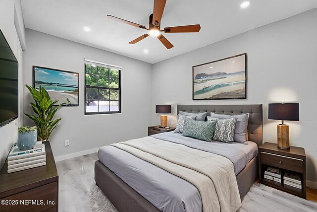 4903 Tennessee St, Jacksonville, FL 32208 - bedroom with light wood-type flooring, recessed lighting, and ceiling fan