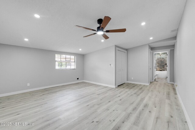 4903 Tennessee St, Jacksonville, FL 32208 - empty room featuring recessed lighting, light wood-style flooring, and ceiling fan
