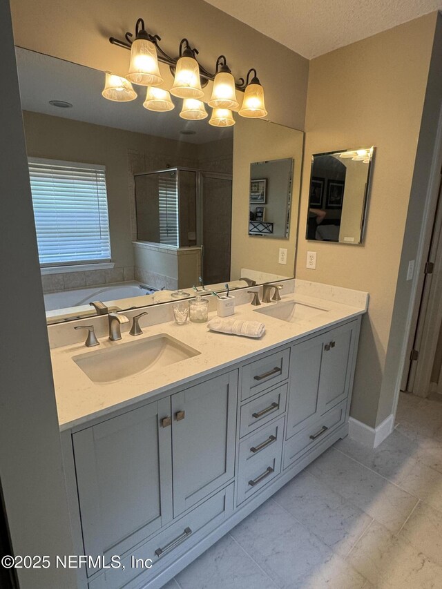 86163 Venetian Ave, Yulee, FL 32097 - bathroom featuring a shower stall, a bath, and double vanity