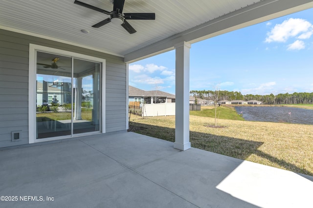 2443 Trailmark Dr, Saint Augustine, FL 32092 - view of patio with a ceiling fan and a water view