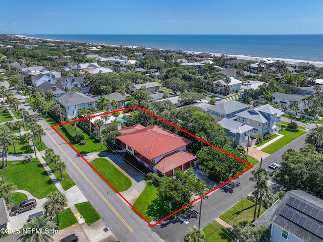 1313 E Coast Dr, Atlantic Beach, FL 32233 - aerial view of property and surrounding area featuring a nearby body of water and property parcel outlined