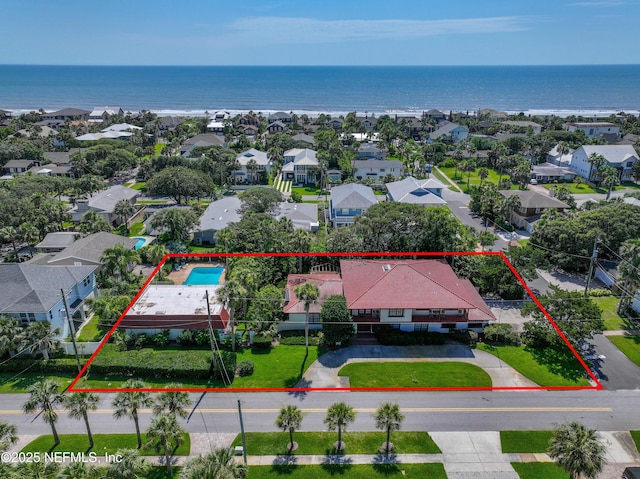 1313 E Coast Dr, Atlantic Beach, FL 32233 - aerial perspective of suburban area with a nearby body of water and property parcel outlined