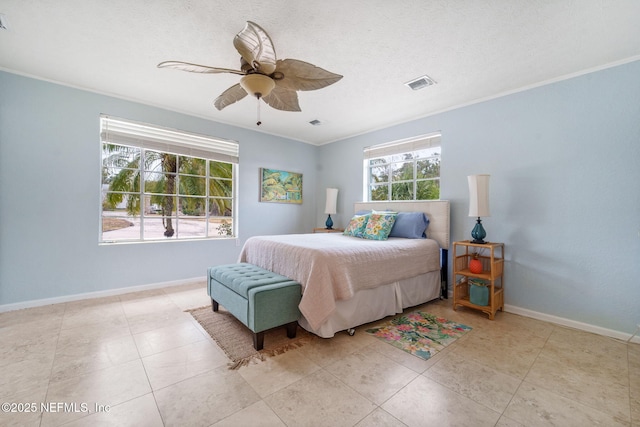 2910 Lake Shore Blvd, Jacksonville, FL 32210 - bedroom with multiple windows, crown molding, and ceiling fan