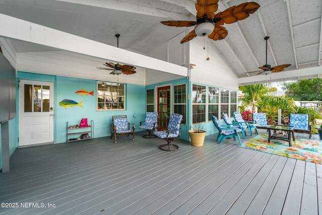 2910 Lake Shore Blvd, Jacksonville, FL 32210 - wooden terrace featuring a ceiling fan
