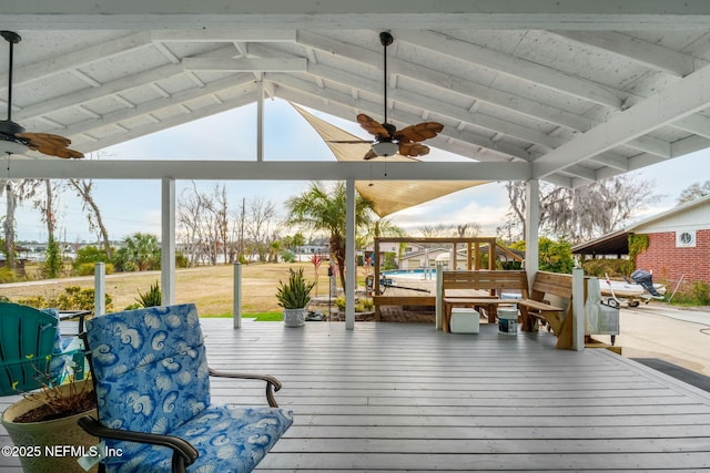 2910 Lake Shore Blvd, Jacksonville, FL 32210 - wooden deck featuring ceiling fan