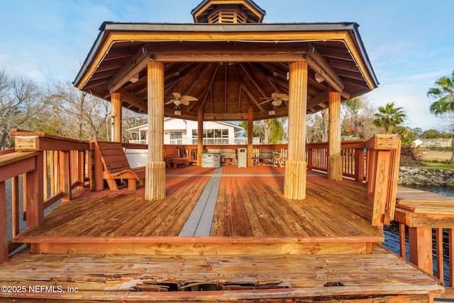 2910 Lake Shore Blvd, Jacksonville, FL 32210 - wooden terrace featuring ceiling fan and a gazebo