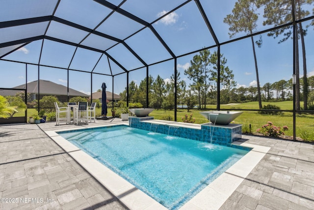 95049 Wild Cherry Dr, Fernandina Beach, FL 32034 - outdoor pool with a patio, a yard, a lanai, and outdoor dining area