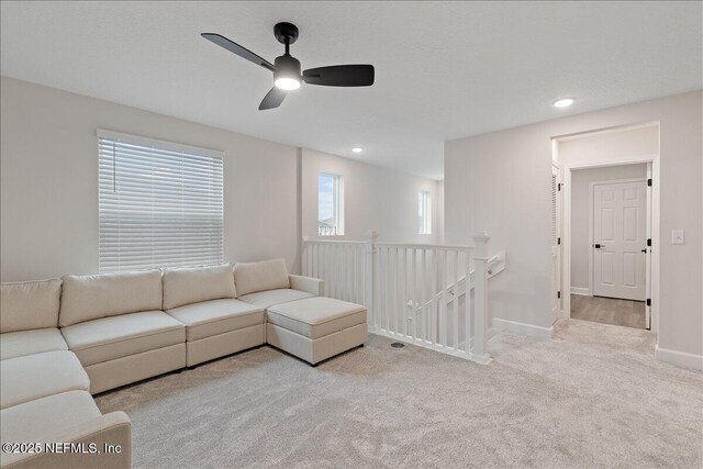 280 Cedar Elm Way, Saint Augustine, FL 32092 - living room with carpet floors, a ceiling fan, and recessed lighting