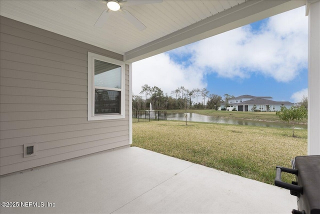 280 Cedar Elm Way, Saint Augustine, FL 32092 - view of patio featuring a water view and a ceiling fan