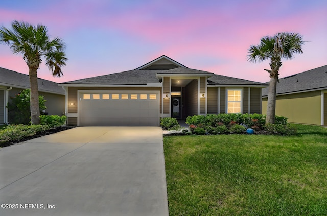 100 Dove Tree Ln, Saint Augustine, FL 32095 - ranch-style house with a front lawn, an attached garage, and driveway