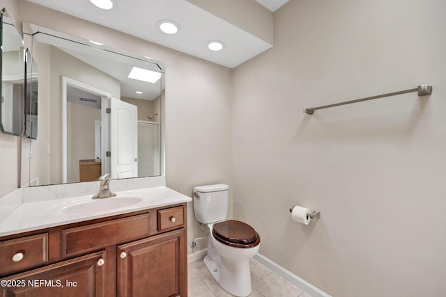 168 Pinehurst Pointe Dr, Saint Augustine, FL 32092 - full bathroom featuring vanity, tile patterned flooring, a shower with door, and recessed lighting