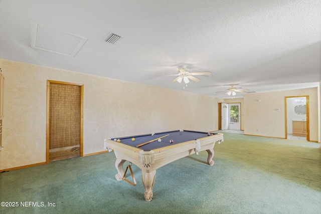 136 Hollywood Forest Dr, Fleming Island, FL 32003 - rec room featuring carpet flooring, billiards table, and ceiling fan