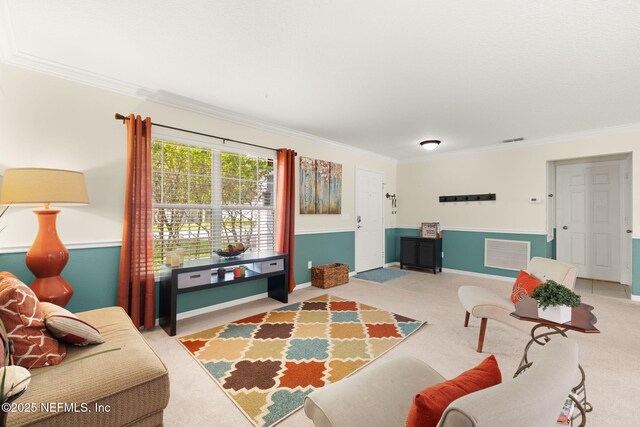 15316 Perdido Dr, Orlando, FL 32828 - living room featuring crown molding and carpet floors