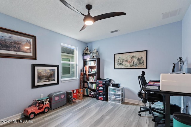 188 Sundown Covey Trl, Saint Augustine, FL 32095 - office featuring ceiling fan, wood finished floors, and a textured ceiling
