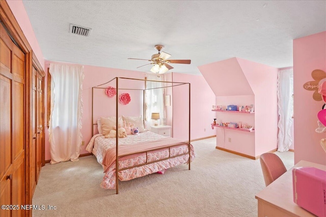 2748 Scott Mill Ter, Jacksonville, FL 32257 - bedroom with light carpet, a textured ceiling, and ceiling fan