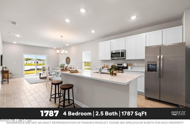 3559 Mildred Way, Jacksonville, FL 32254 - kitchen featuring appliances with stainless steel finishes, recessed lighting, white cabinets, light countertops, and healthy amount of natural light