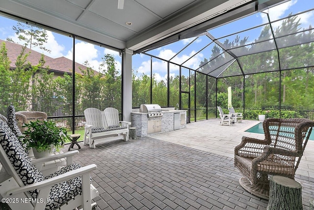 195 Glenneyre Cir, Saint Augustine, FL 32092 - view of patio with exterior kitchen and a lanai
