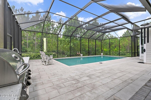 195 Glenneyre Cir, Saint Augustine, FL 32092 - outdoor pool featuring a patio, a lanai, and area for grilling