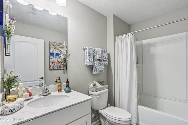 44 Spotted Owl Ln, Saint Augustine, FL 32095 - full bathroom with vanity, a textured ceiling, and shower / bath combo with shower curtain