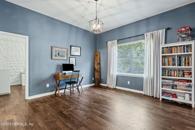 95006 Buckeye Ct, Fernandina Beach, FL 32034 - home office with wood finished floors and a chandelier