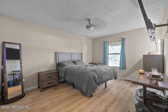 1331 Sheffield Rd, Saint Johns, FL 32259 - bedroom with light wood-type flooring, a textured ceiling, a ceiling fan, and a desk