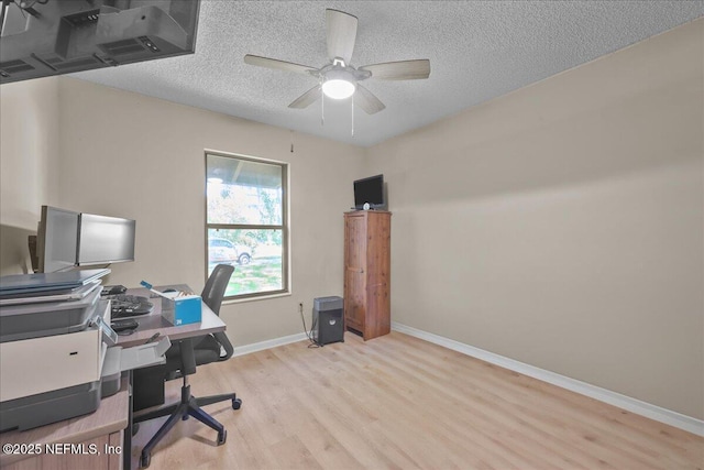 1331 Sheffield Rd, Saint Johns, FL 32259 - office area with light wood-style flooring, a ceiling fan, and a textured ceiling