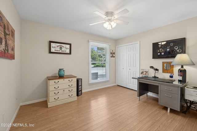 106 Poseidon Ln, Ponte Vedra Beach, FL 32082 - office featuring ceiling fan and light wood-style floors