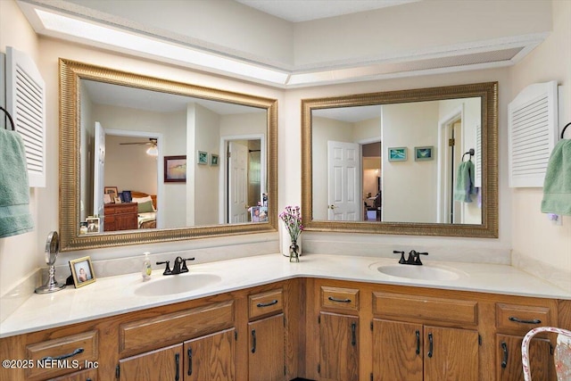 101 Duck Bill Cv, Ponte Vedra Beach, FL 32082 - ensuite bathroom with double vanity and ceiling fan