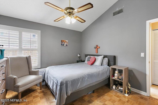 101 Duck Bill Cv, Ponte Vedra Beach, FL 32082 - bedroom with vaulted ceiling and a ceiling fan