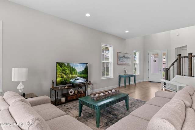 106 Rum Runner Way, Saint Johns, FL 32259 - living area featuring wood finished floors, recessed lighting, and stairway