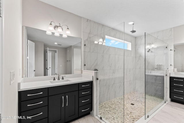 106 Rum Runner Way, Saint Johns, FL 32259 - bathroom with marble finish flooring, vanity, and a shower stall