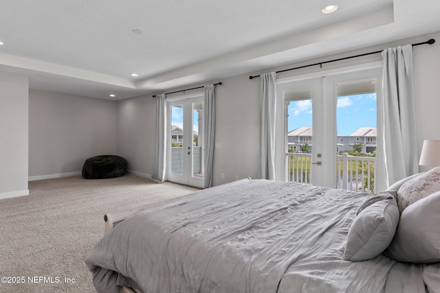106 Rum Runner Way, Saint Johns, FL 32259 - carpeted bedroom featuring french doors, access to outside, recessed lighting, and a raised ceiling