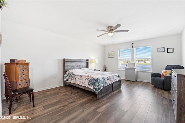 20 Willow St, Palm Coast, FL 32164 - bedroom with dark wood finished floors and ceiling fan