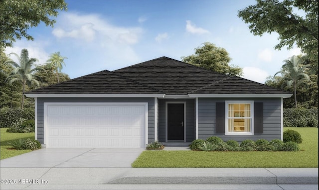 3 Ryecast Pl, Palm Coast, FL 32164 - view of front of property with driveway, a shingled roof, a garage, and a front yard