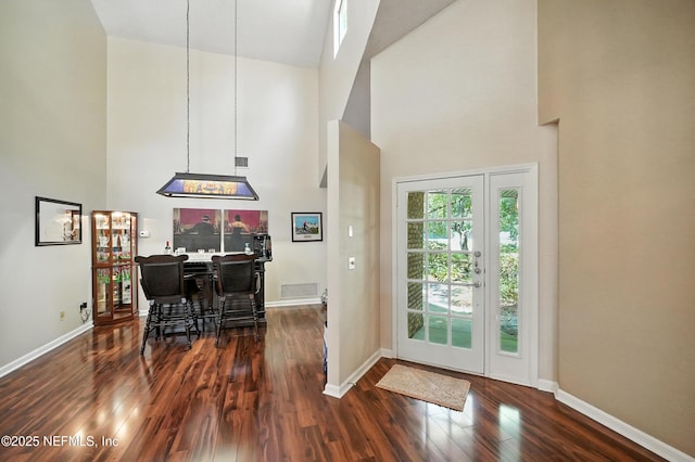 4251 Monument Rd Unit 805, Jacksonville, FL 32225 - entrance foyer with high vaulted ceiling and wood finished floors