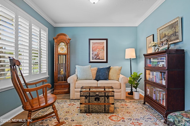 96740 Quartz Ln, Yulee, FL 32097 - living area with wood finished floors and crown molding
