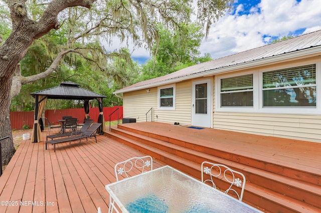 5299 County Road 352nd Rd, Keystone Heights, FL 32656 - wooden deck with outdoor dining space and a gazebo