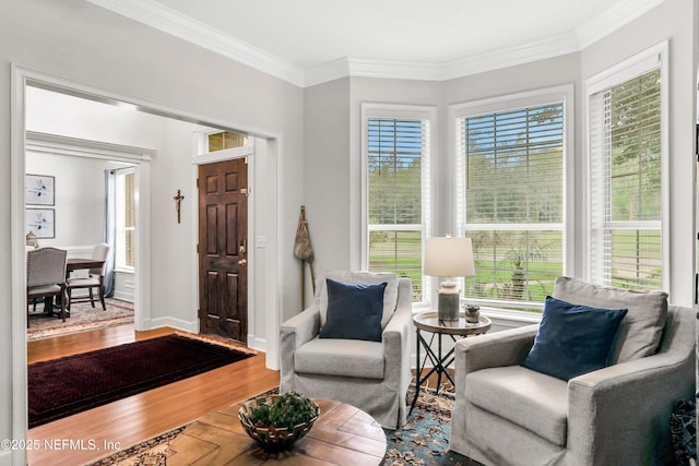 1805 Commodore Point Dr, Fleming Island, FL 32003 - sitting room with wood finished floors and crown molding