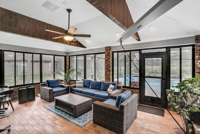 1805 Commodore Point Dr, Fleming Island, FL 32003 - sunroom with wood finished floors, vaulted ceiling, and crown molding