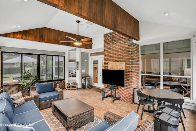 1805 Commodore Point Dr, Fleming Island, FL 32003 - living area with a ceiling fan, high vaulted ceiling, and recessed lighting