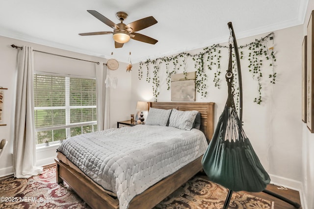 1805 Commodore Point Dr, Fleming Island, FL 32003 - bedroom with ceiling fan, crown molding, and wood finished floors