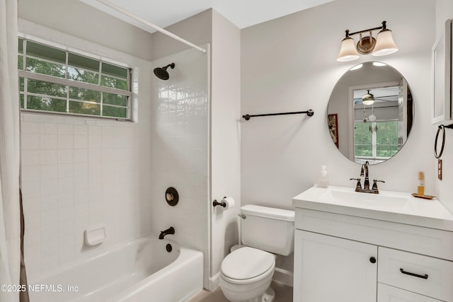 1805 Commodore Point Dr, Fleming Island, FL 32003 - full bathroom with vanity, tub / shower combination, and ceiling fan