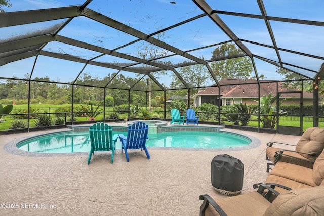 1805 Commodore Point Dr, Fleming Island, FL 32003 - view of pool with a patio area, a pool with connected hot tub, and a lanai