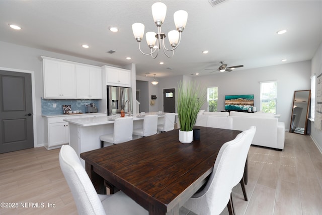 21 Vicksburg Dr, Saint Johns, FL 32259 - dining room with a chandelier, ceiling fan, recessed lighting, and light wood-type flooring