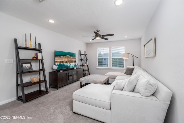 21 Vicksburg Dr, Saint Johns, FL 32259 - living area with a ceiling fan, light colored carpet, and recessed lighting